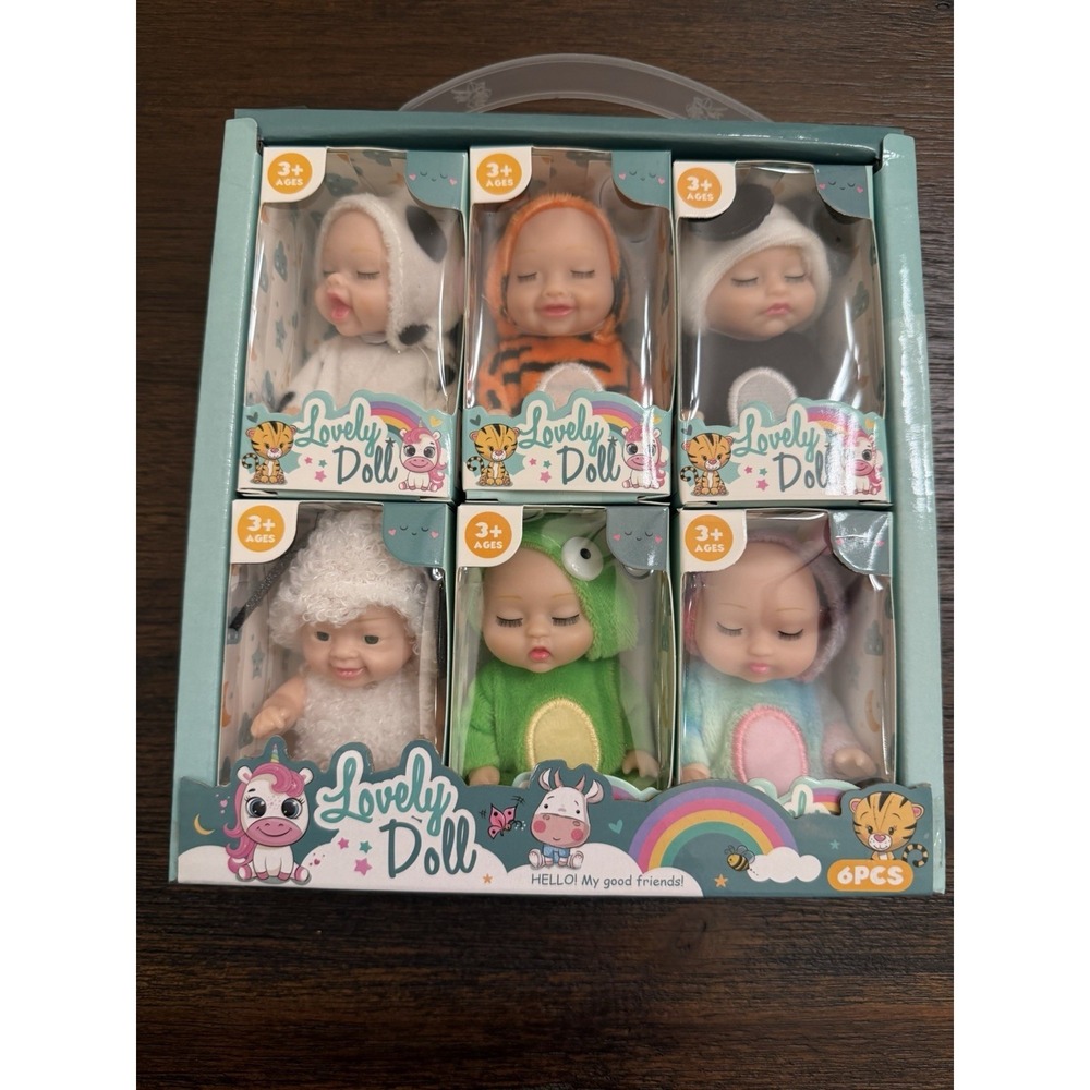 New Doll Lovely  Collectible Minature   Dolls Open Box Set Of 6 Mini Babies Cute